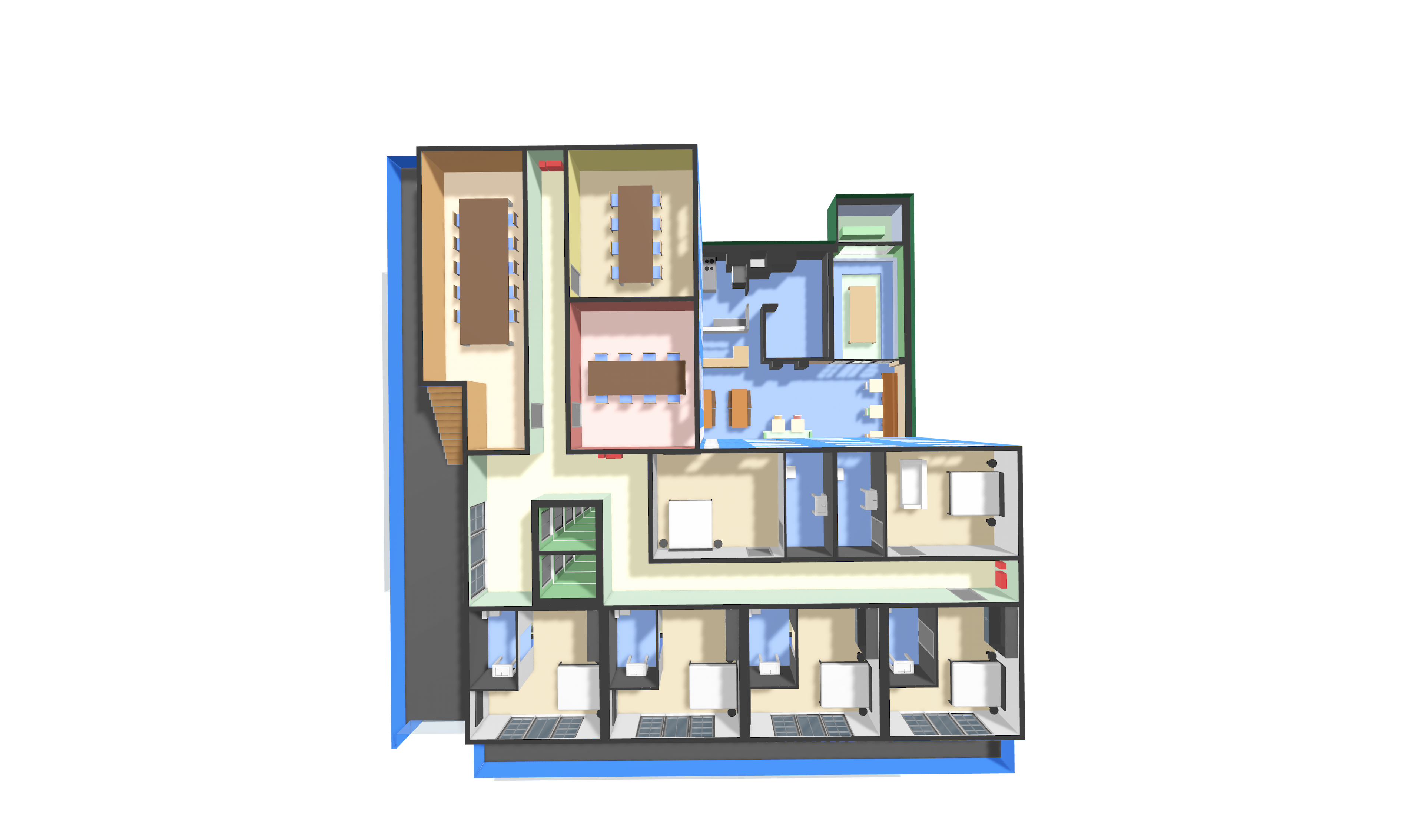 Vabumi 3D building model — top-down view
